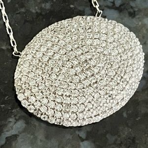 925 Pave  Oblong Pendant Womans Necklace, NWOTs